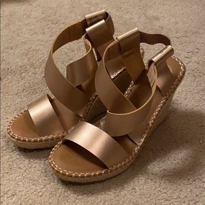 Rose gold wedge sandals